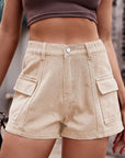 Rosy Brown High-Waist Denim Shorts with Pockets