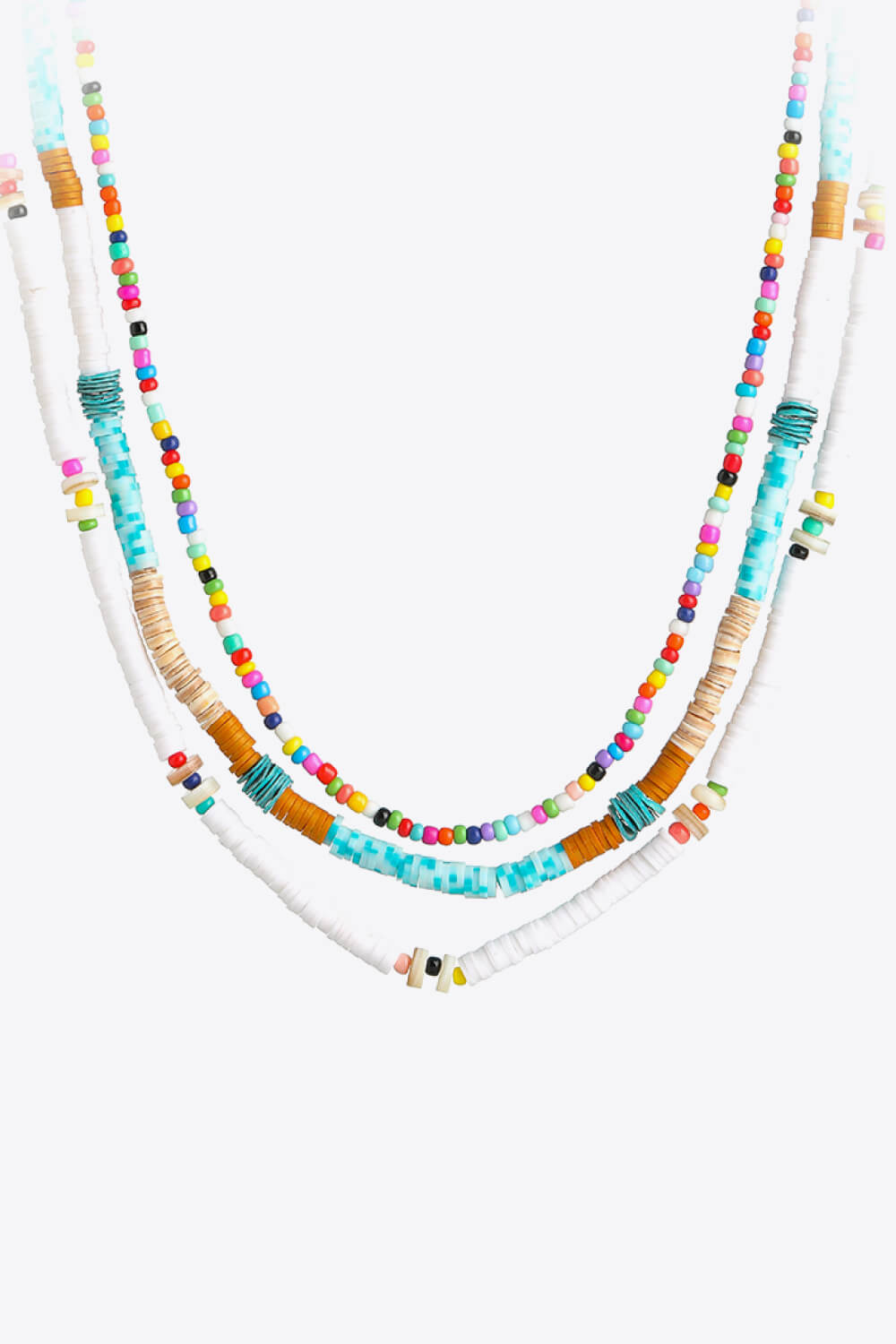 White Smoke Multicolored Bead Necklace Three-Piece Set Sentient Beauty Fashions necklaces