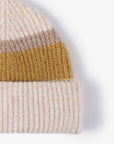 Light Gray Tricolor Cuffed Knit Beanie