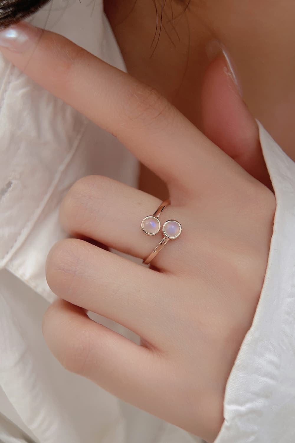 Rosy Brown High Quality Natural Moonstone 925 Sterling Silver Toi Et Moi Ring Sentient Beauty Fashions rings