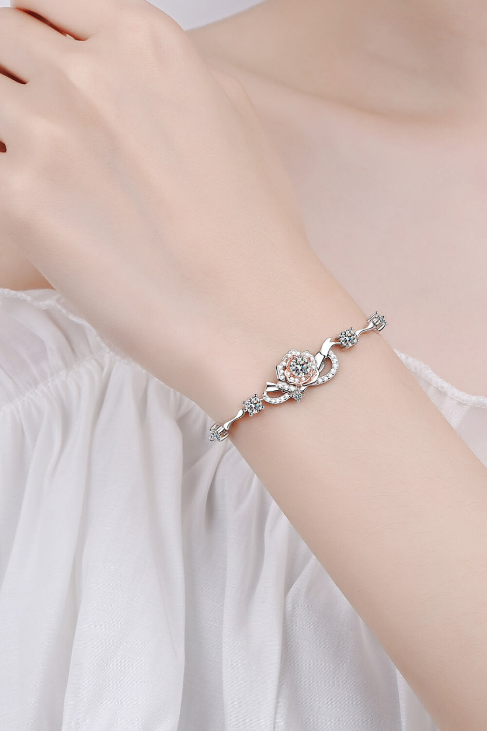 Gray 925 Sterling Silver Moissanite Bracelet Sentient Beauty Fashions Jewelry