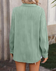 Light Slate Gray Button Up Dropped Shoulder Shirt Sentient Beauty Fashions Apparel & Accessories