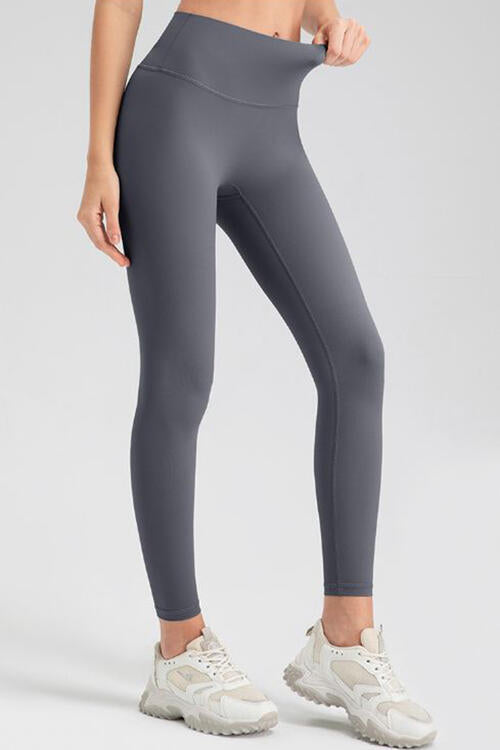 Light Gray Wide Waistband Sport Leggings Sentient Beauty Fashions Apparel &amp; Accessories