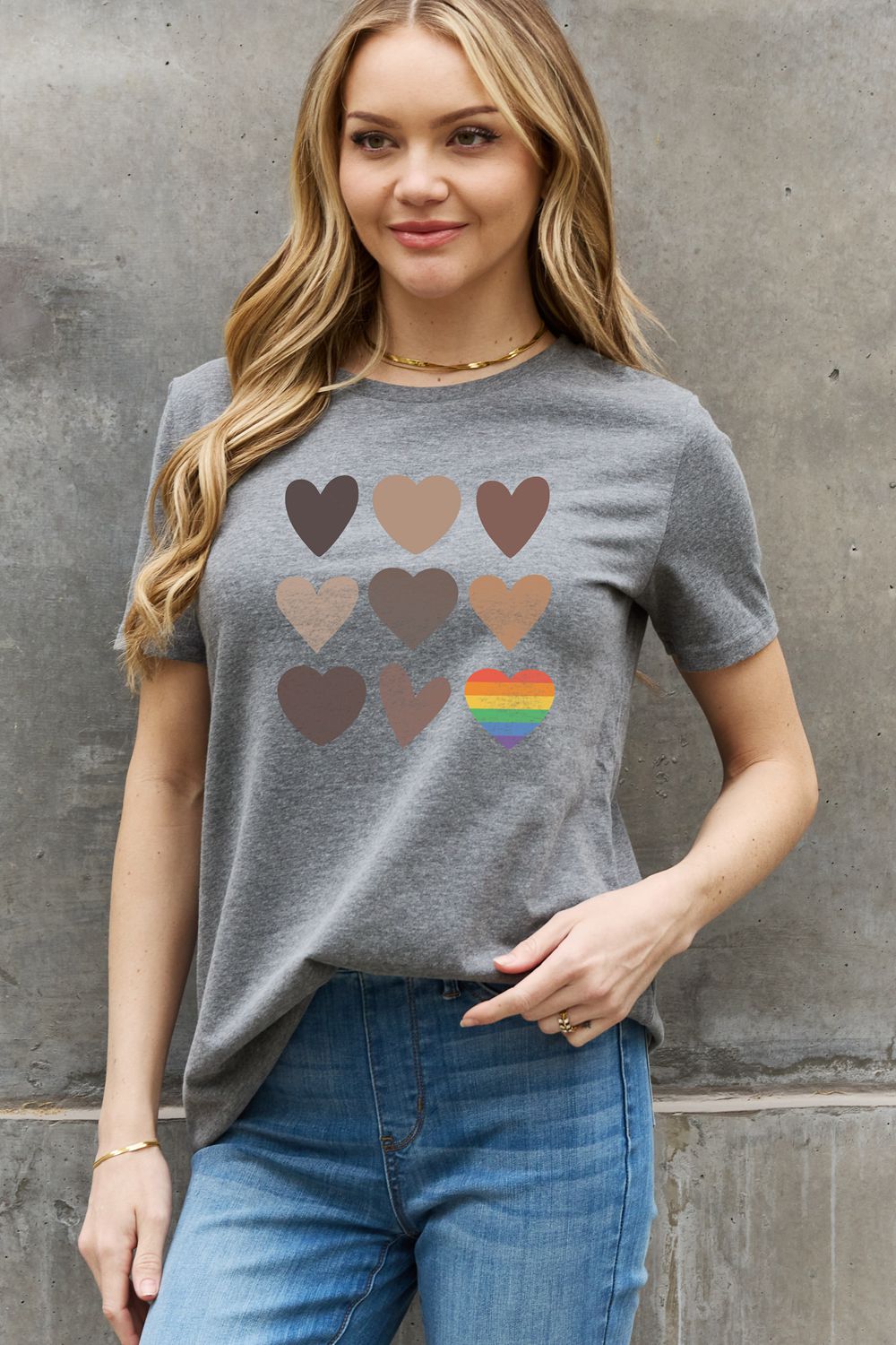 Light Slate Gray Simply Love Full Size Heart Graphic Cotton Tee Sentient Beauty Fashions Apparel & Accessories