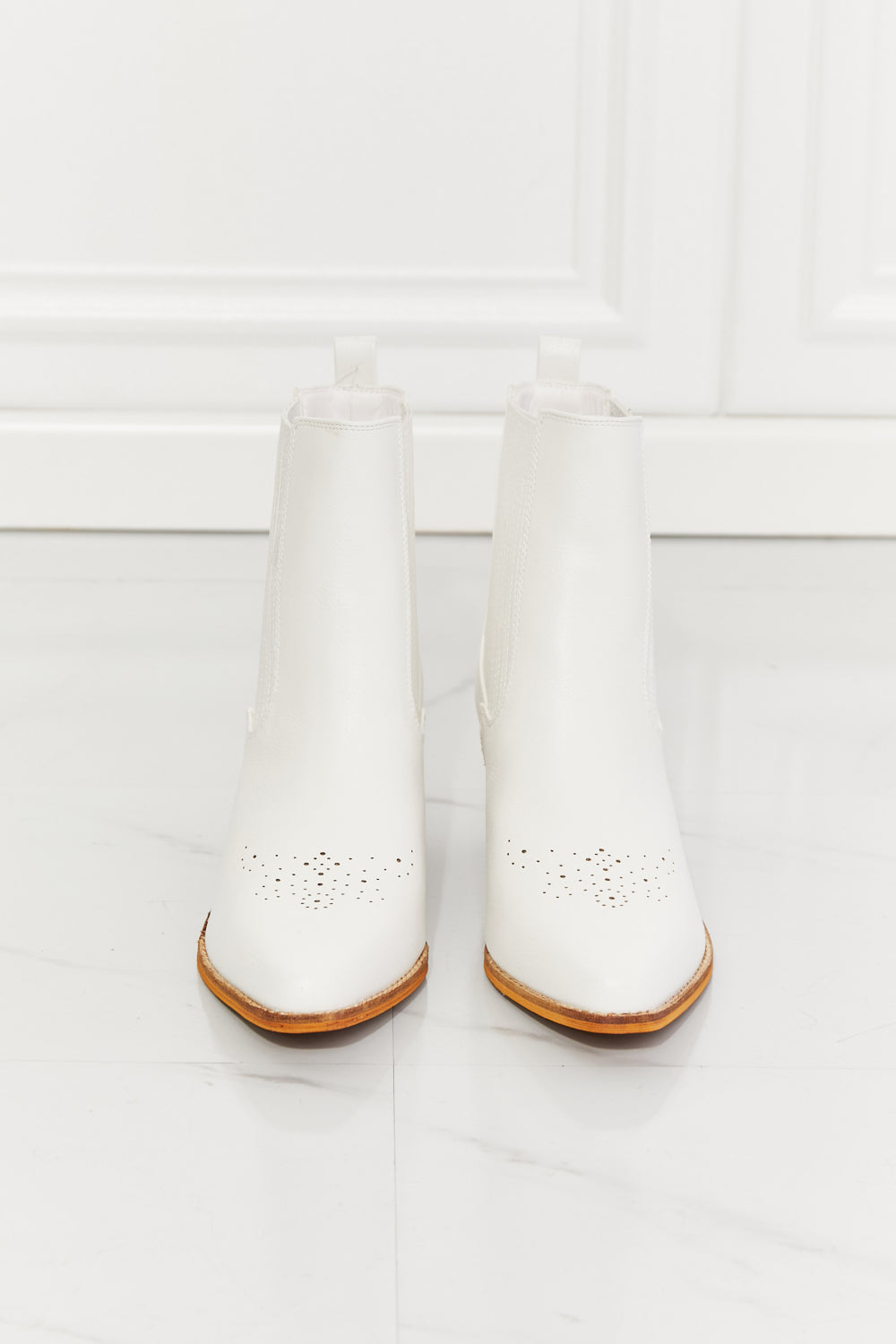 Beige MMShoes Love the Journey Stacked Heel Chelsea Boot in White