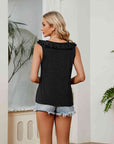 Gray Ruffle V-Neck Tank Top Sentient Beauty Fashions Apparel & Accessories