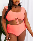 Pink Marina West Swim Sanibel Crop Swim Top and Ruched Bottoms Set in Coral Sentient Beauty Fashions Swimwear
