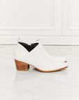 Beige MMShoes Trust Yourself Embroidered Crossover Cowboy Bootie in White Sentient Beauty Fashions shoes