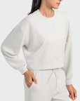 Light Gray Round Neck Drop Shoulder Sports Top Sentient Beauty Fashions Apparel & Accessories