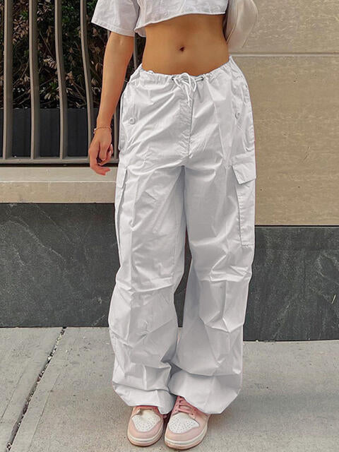 Rosy Brown Drawstring Waist Pants with Pockets Sentient Beauty Fashions Apparel & Accessories