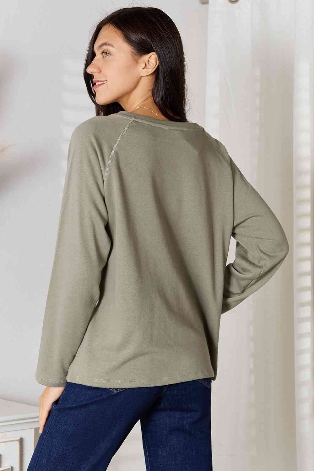 Gray Culture Code  Full Size V-Neck Long Sleeve T-Shirt Sentient Beauty Fashions Apparel &amp; Accessories