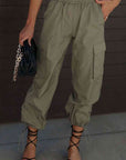 Dark Slate Gray High Waist Drawstring Pants with Pockets Sentient Beauty Fashions Apparel & Accessories