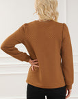 Sienna Texture Round Neck Long Sleeve Sweatshirt Sentient Beauty Fashions Apparel & Accessories