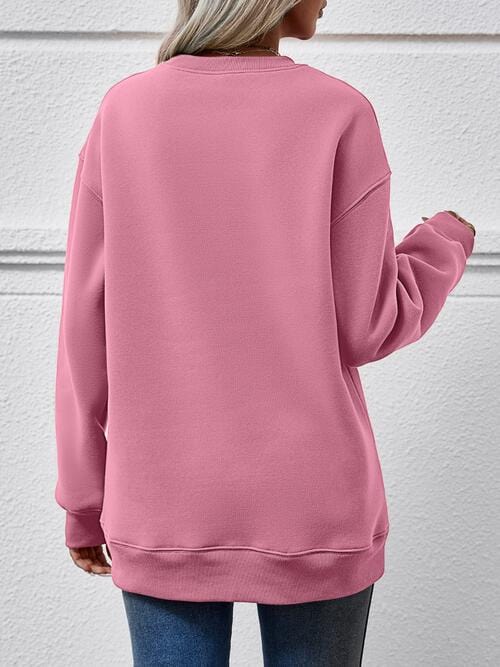 Rosy Brown FELIZ NAVIDAD Round Neck Drop Shoulder Sweatshirt