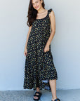 Light Steel Blue Doublju In The Garden Ruffle Floral Maxi Dress in  Black Yellow Floral