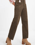 White Smoke Pocketed Elastic Waist Straight Pants Sentient Beauty Fashions Apparel & Accessories