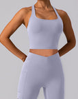 Gray Square Neck Racerback Cropped Tank Sentient Beauty Fashions Apparel & Accessories