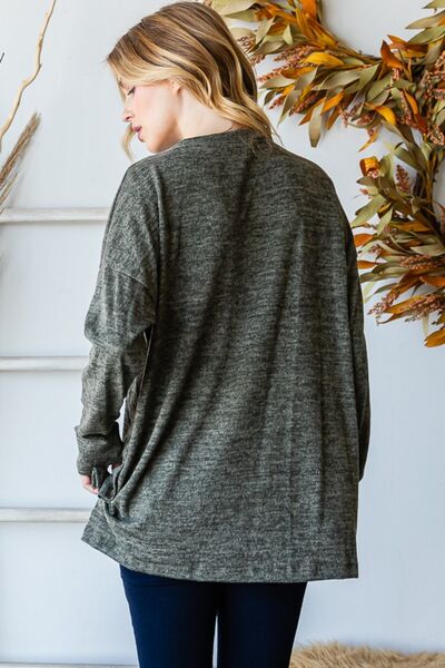 Light Gray Reborn J Button Side Round Neck Long Sleeve T-Shirt Sentient Beauty Fashions Apparel & Accessories