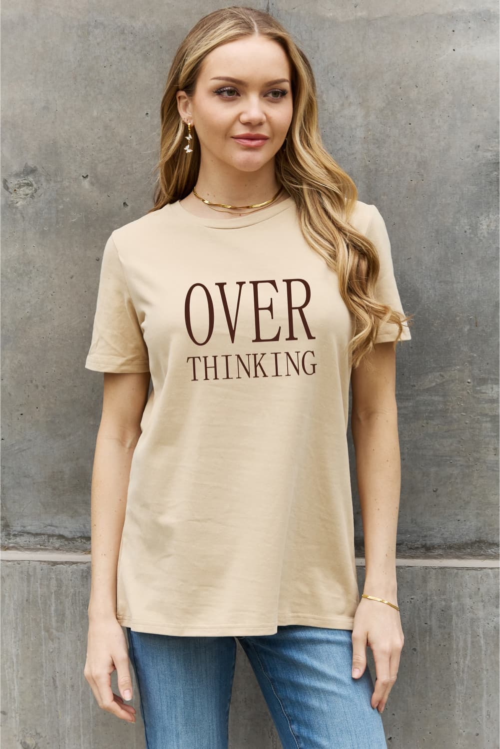 Simply Love Full Size OVER THINKING Graphic Cotton Tee