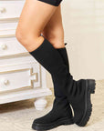 Dark Slate Gray WILD DIVA Footwear Knee High Platform Sock Boots Sentient Beauty Fashions Shoes