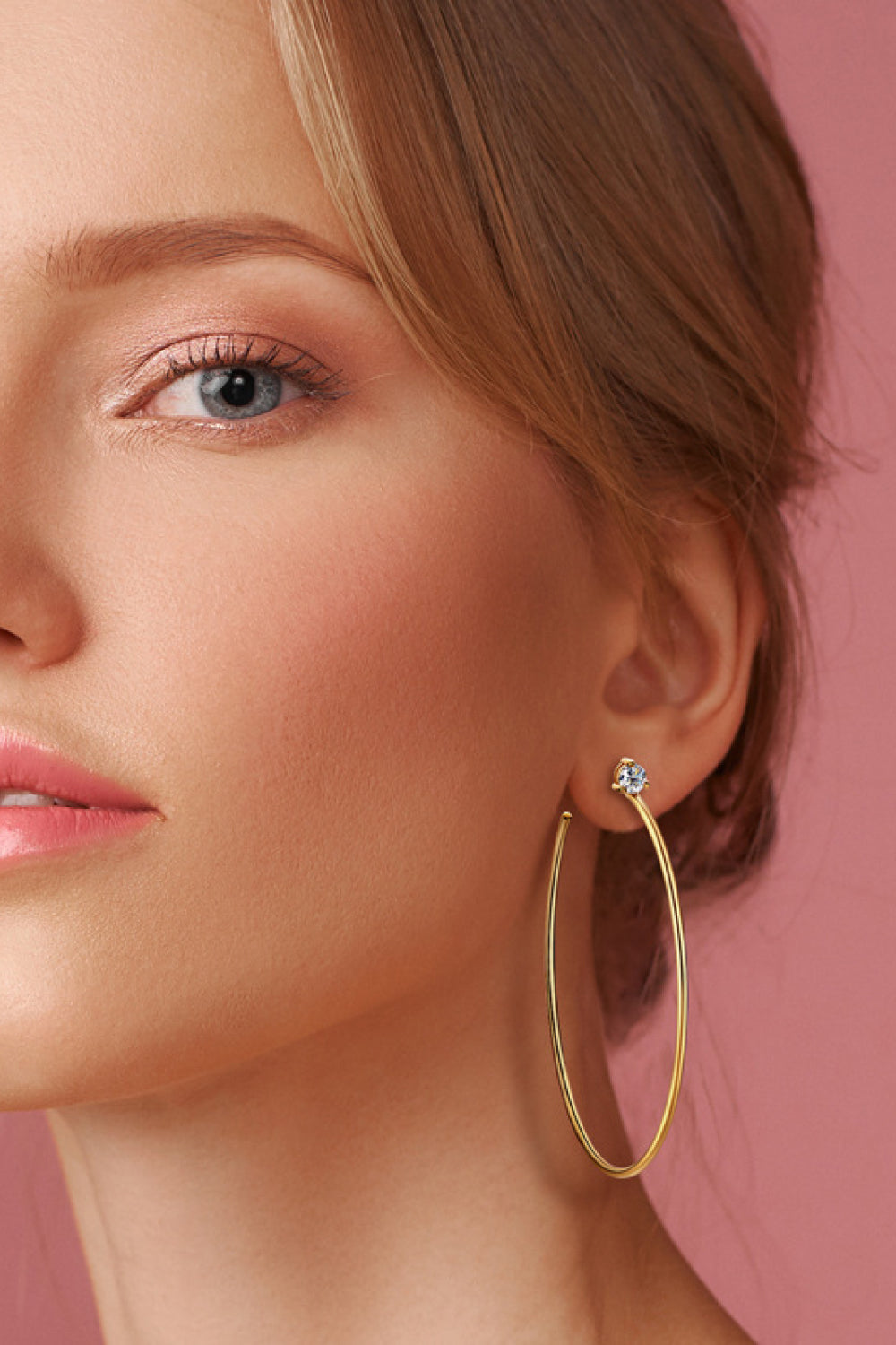 Rosy Brown 925 Sterling Silver Moissanite Hoop Earrings Sentient Beauty Fashions earrings