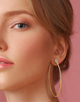 Rosy Brown 925 Sterling Silver Moissanite Hoop Earrings Sentient Beauty Fashions earrings