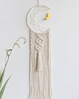 Light Gray Bohemian Hand-Woven Moon Macrame Wall Hanging Sentient Beauty Fashions Home Decor