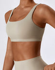 Light Gray Cutout Sports Square Neck Sports Tank Top Sentient Beauty Fashions Apparel & Accessories