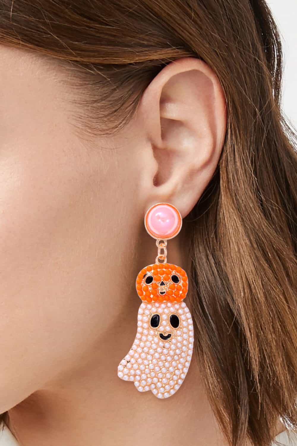 Rosy Brown Halloween Ghost Shape Dangle Earrings Sentient Beauty Fashions jewelry