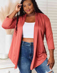 Light Gray Culture Code Full Size Open Front Cardigan Sentient Beauty Fashions Apparel & Accessories