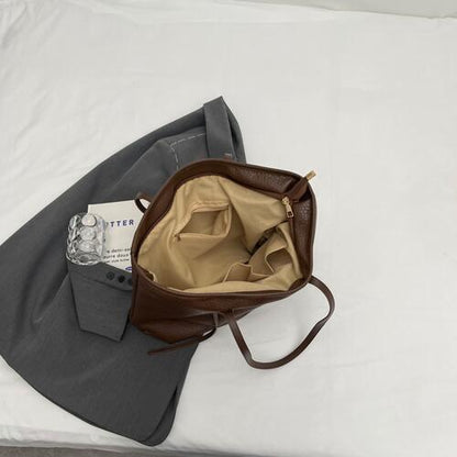 Dark Slate Gray PU Leather Tote Bag