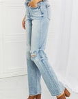 Light Gray Judy Blue Natalie Full Size Distressed Straight Leg Jeans Sentient Beauty Fashions jeans