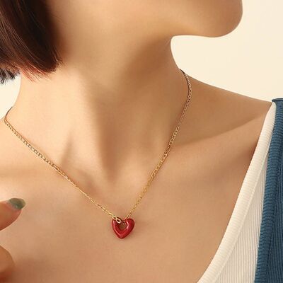 Dark Khaki Titanium Steel Heart Pendant Necklace Sentient Beauty Fashions Apparel & Accessories