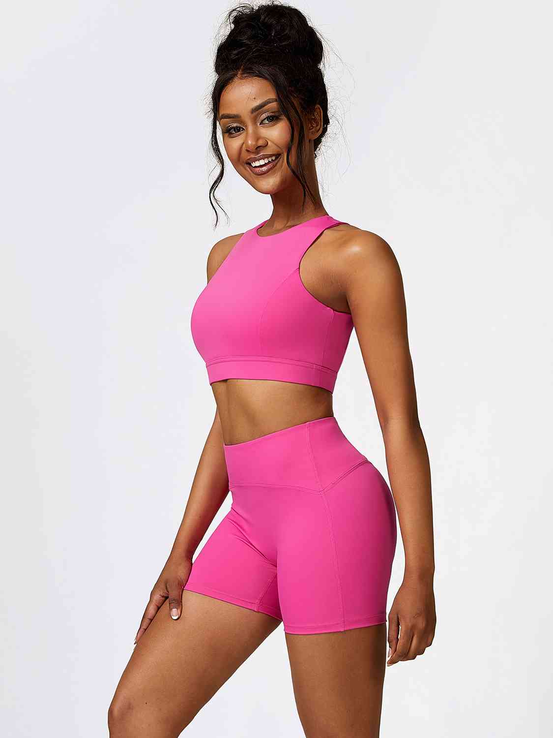 Lavender Cutout Cropped Sport Tank and Shorts Set Sentient Beauty Fashions Apparel &amp; Accessories