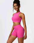 Lavender Cutout Cropped Sport Tank and Shorts Set Sentient Beauty Fashions Apparel & Accessories