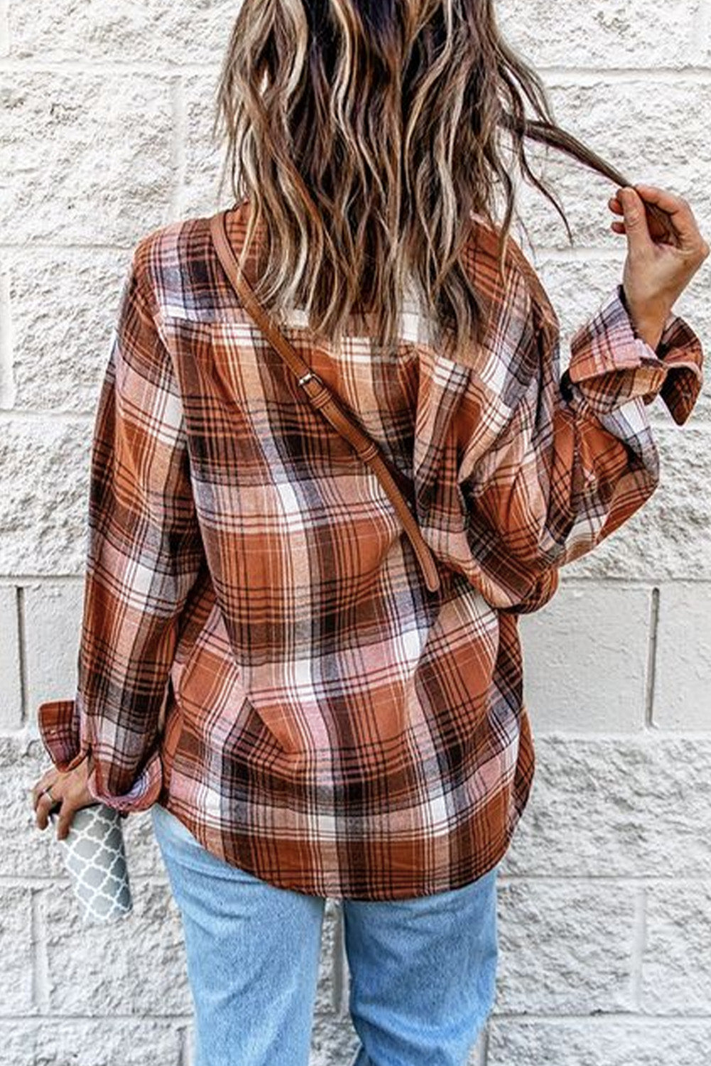 Gray Collared Neck Long Sleeve Plaid Shirt Sentient Beauty Fashions Apparel & Accessories