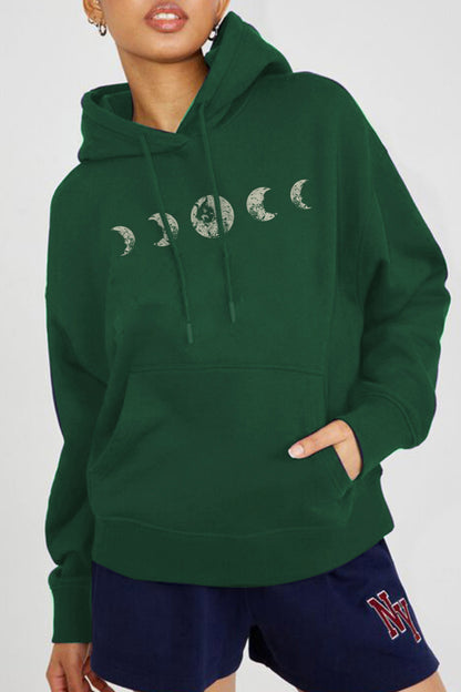 Simply Love Full Size Dropped Shoulder Lunar Phase Graphic Hoodie