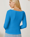 Steel Blue Square Neck Long Sleeve T-Shirt Sentient Beauty Fashions Apparel & Accessories