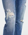 Light Slate Gray BAYEAS Full Size High Waist Distressed Paint Splatter Pattern Jeans Sentient Beauty Fashions Apparel & Accessories