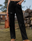 Dark Slate Gray Buttoned Long Jeans Sentient Beauty Fashions Apparel & Accessories