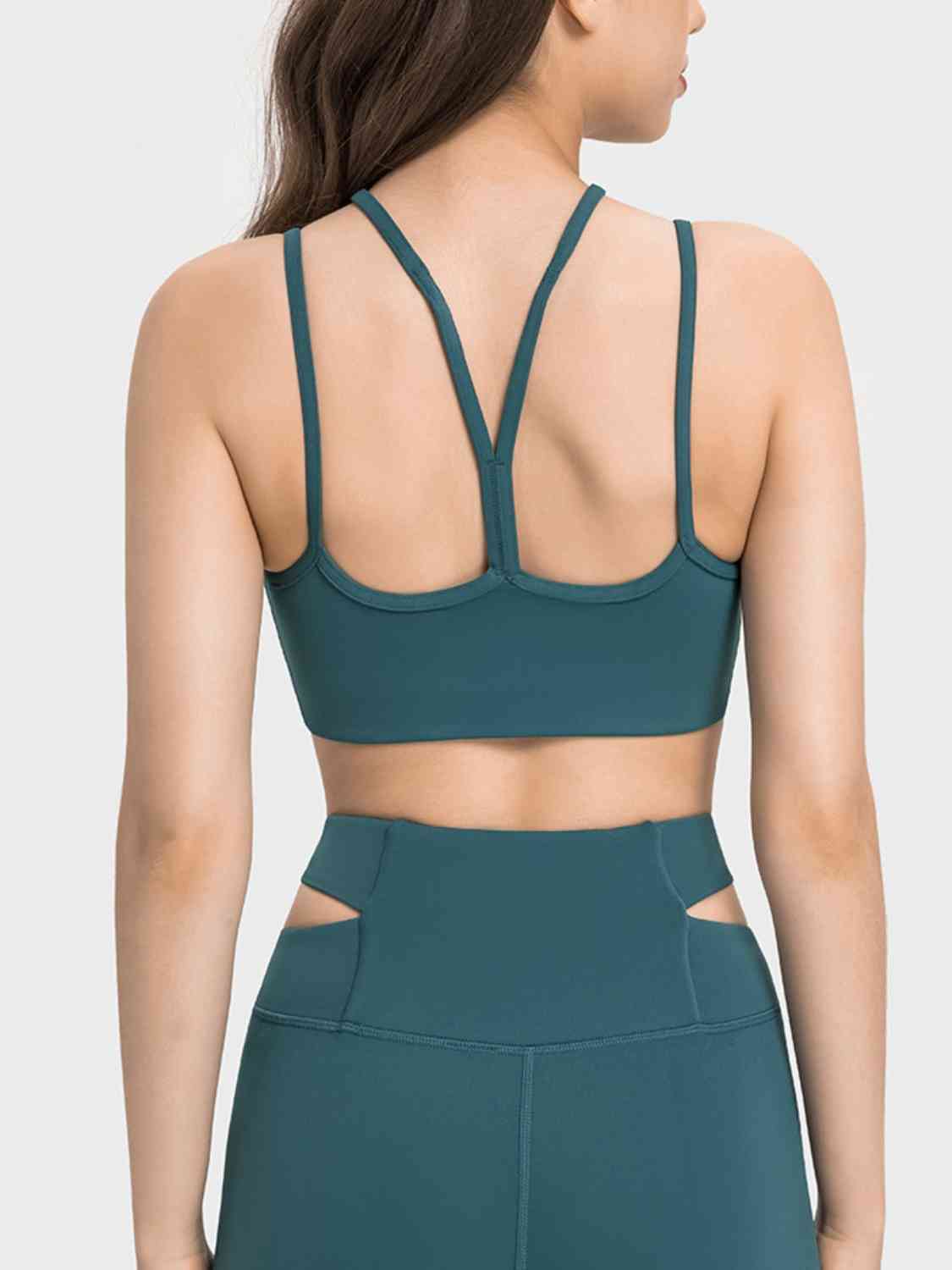 Dark Slate Gray Double-Strap Cropped Sports Cami Sentient Beauty Fashions Apparel &amp; Accessories