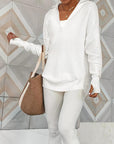 Gray Half Zip Long Sleeve Knit Top Sentient Beauty Fashions Apparel & Accessories