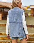 Rosy Brown Sleeveless Denim Jacket with Pockets Sentient Beauty Fashions Apparel & Accessories