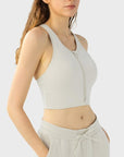 Light Gray Wide Strap Sport Bra Sentient Beauty Fashions Activewear