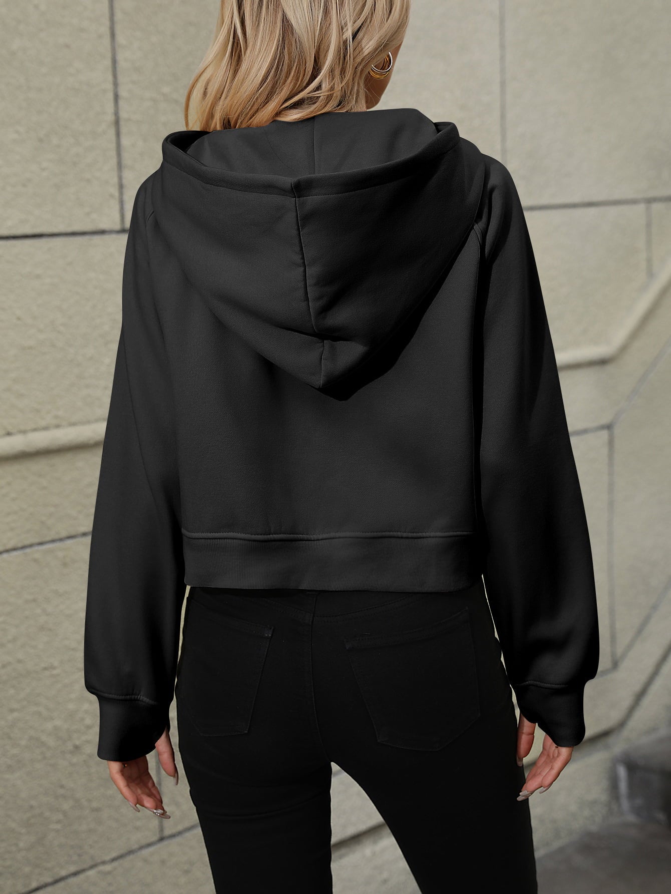 Dark Slate Gray Raglan Sleeve Zip-Up Hoodie with Pocket Sentient Beauty Fashions Apparel &amp; Accessories