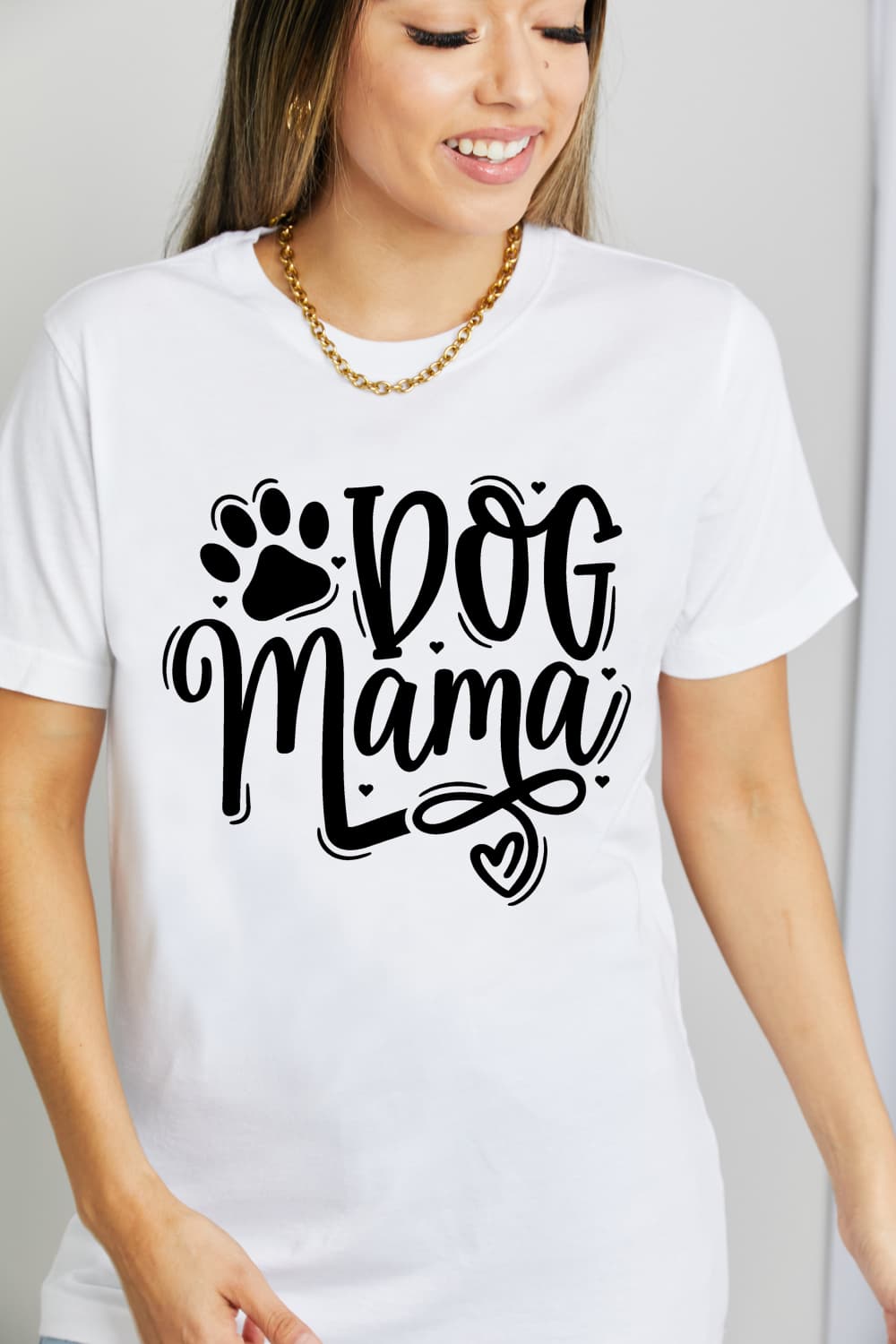 Light Gray Simply Love Full Size DOG MAMA Graphic Cotton T-Shirt Sentient Beauty Fashions