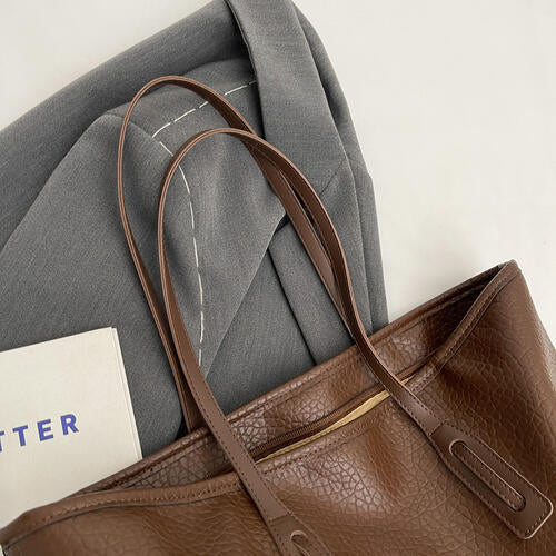 Dim Gray PU Leather Tote Bag