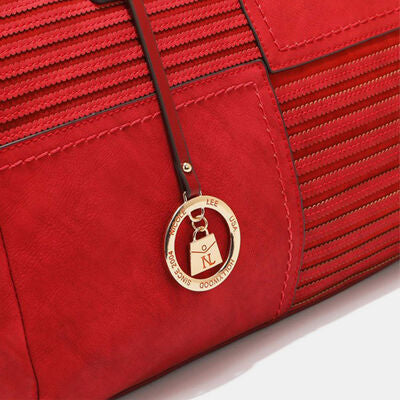 Firebrick Nicole Lee USA Scallop Stitched Boston Bag Sentient Beauty Fashions Apparel &amp; Accessories