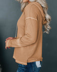 Dark Slate Gray Dropped Shoulder Buttoned Hoodie