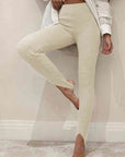 Gray Ribbed Mid Waist Leggings Sentient Beauty Fashions Apparel & Accessories